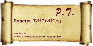Pascus Tétény névjegykártya